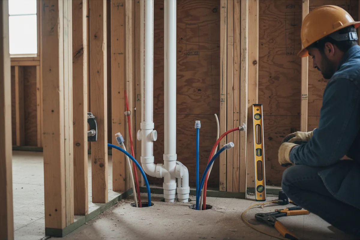 Drain and supply rough-in during Toilet Repair and Installation in Portage Des Sioux