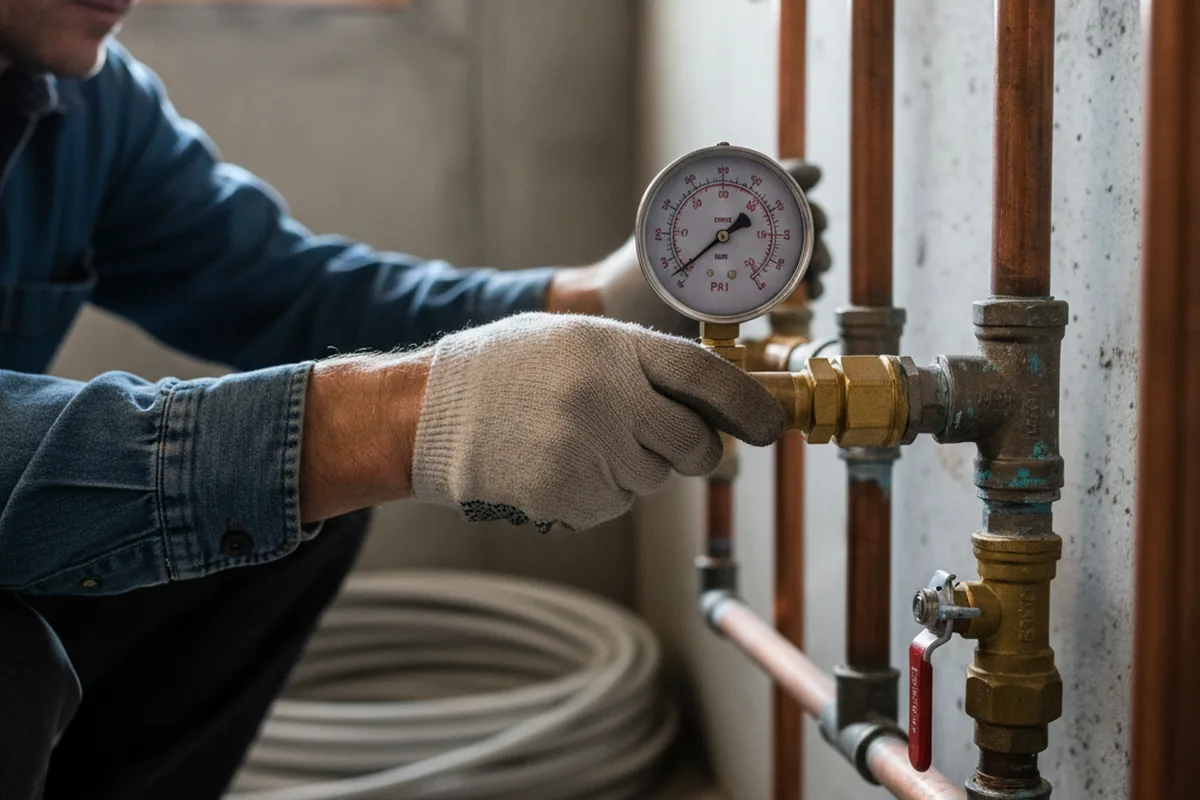 Pressure testing a repaired line during Water Line Repair in Portage Des Sioux